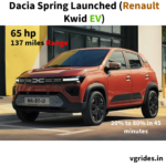 Dacia Spring Specs, 65 hp, 137 miles range, 20% to 80% in 45 minutes, Lane-keeping assist, traffic sign recognition, emergency braking
