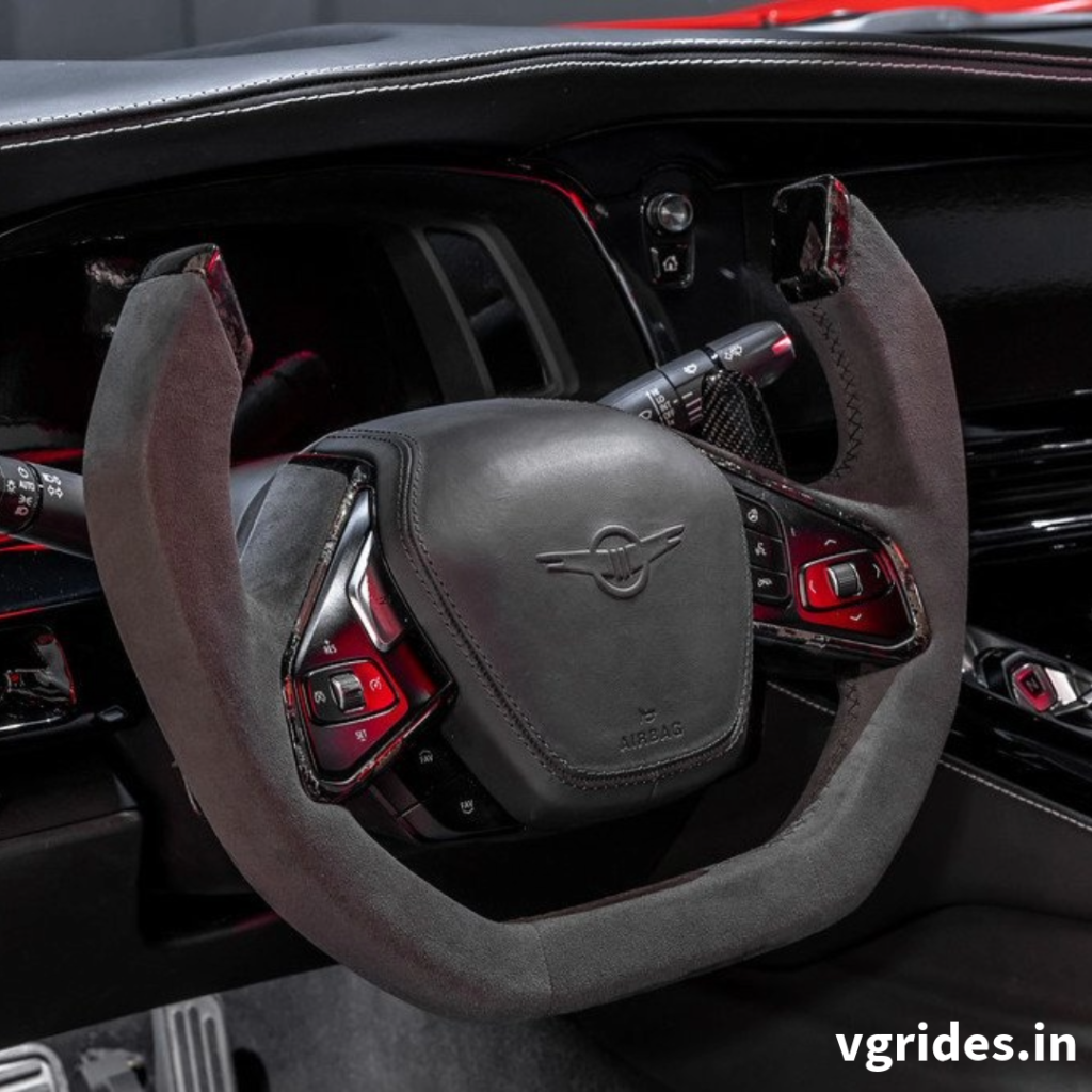 Equipped with an 8-speed DCT gearbox featuring a Limited Slip Differential (LSD), the Rezvani Beast ensures seamless gear transitions and optimal traction in any driving scenario. Advanced features such as a heads-up display, Apple CarPlay integration, and a Bose sound system elevate the driving experience to new heights of luxury and convenience. Additionally, the Formula One-inspired steering wheel provides unparalleled control and responsiveness, allowing drivers to feel truly connected to the road.