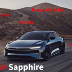 Lucid Air Sapphire accelerates from 0 to 60 mph in a mere 1.89 seconds and 0 to 100 mph in 3.84 seconds, its top speed of 205 mph (329 kmph)