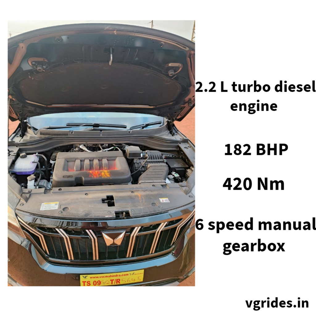 The heart of the matter Mahindra XUV700 AX5 comes with an extremely refined turbo diesel engine. With a 2.2 L capacity, this engine delivers an impressive 182 BHP of power at 3500 rpm and 420 Nm of torque at 1600-2800 rpm. Mated to 6-speed manual gearbox.