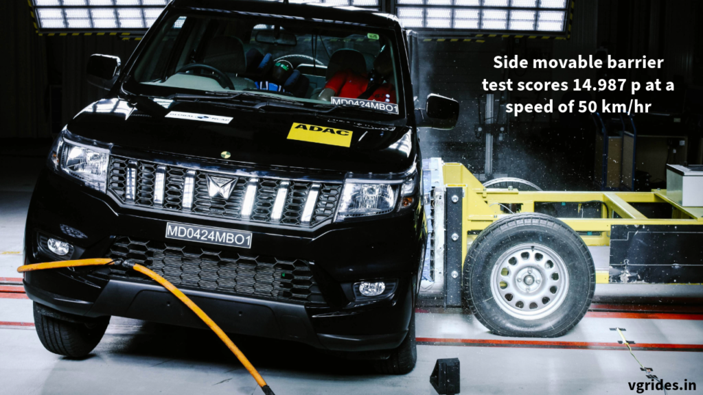 Side movable barrier test scores 14.987 p at a speed of 50 km/hr