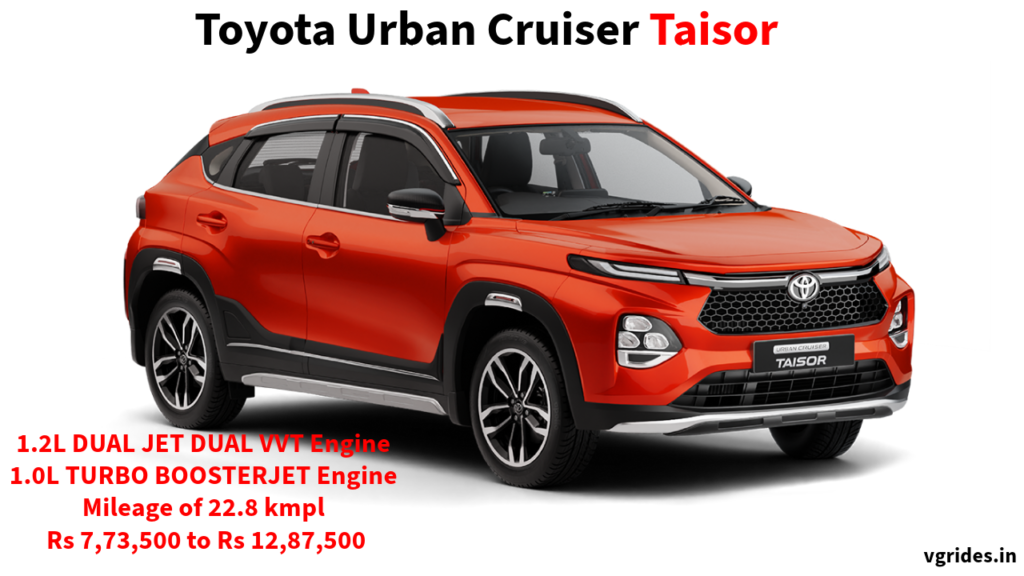 the Toyota Urban Cruiser Taisor stands out as a compelling choice for budget-conscious consumers seeking a perfect blend of performance, features, and affordability. With its versatile lineup, impressive specifications, and advanced features, it's poised to redefine the driving experience.