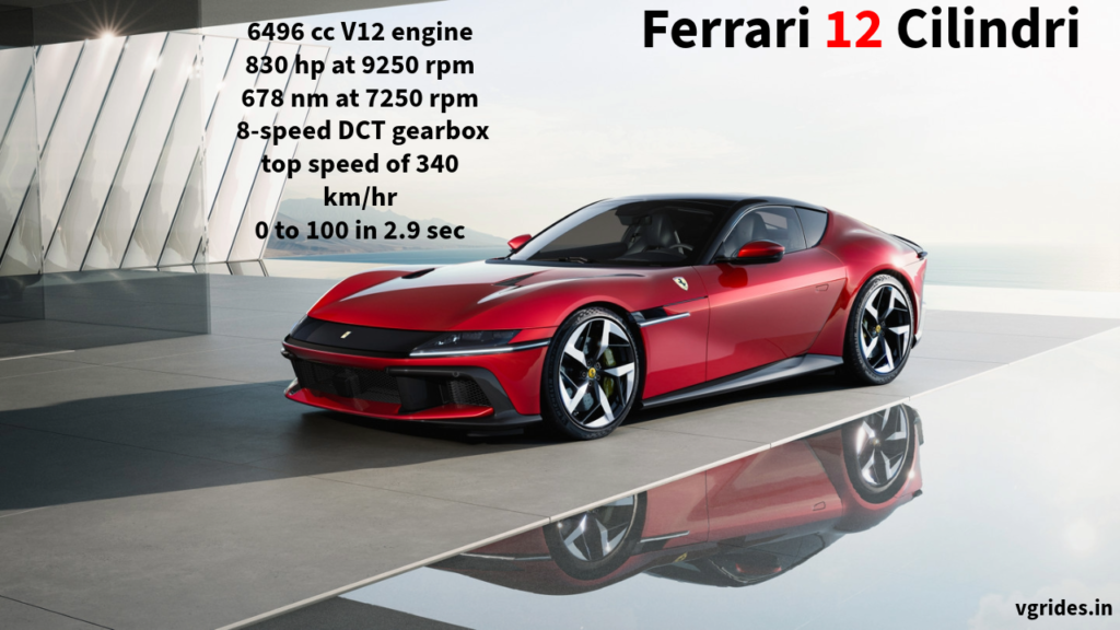 Ferrari 12 Cilindri is priced at around 375,000 euros which makes it the most expensive car in the Ferrari line The Ferrari 12 Cilindri spider costs up to 435,000 euros making it the most expensive spider in the Ferrari lineup.