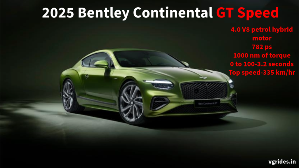 2025 Bentley Continental GT Speed Launched with 4.0-liter v8 hybrid engine 782 ps, and 1000 nm with 25.9 kWh battery and expected to priced at $250,000