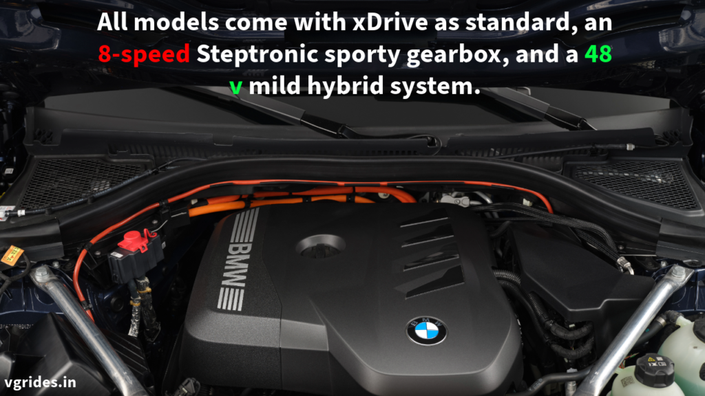 All models come with xDrive as standard, an 8-speed Steptronic sporty gearbox, and a 48 v mild hybrid system. An inline 6-cylinder Diesel engine is to be introduced in early 2025.