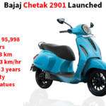 chetak 2901 is packed with features, colours and a good range of 123 km, top speed of 63 km, and a charging time of 6 hrs.