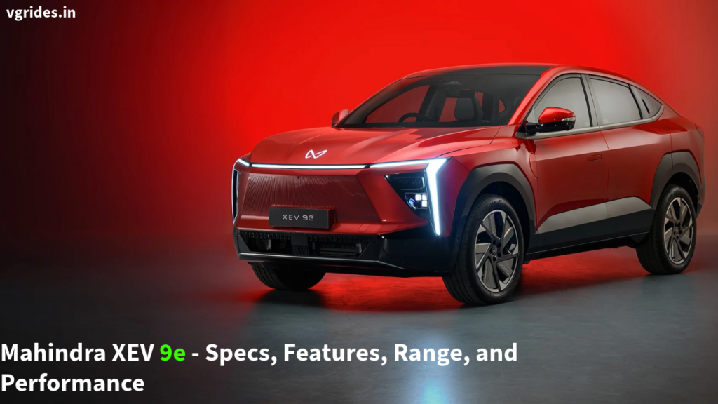 Mahindra XEV 9e front view with sleek design and LED headlights