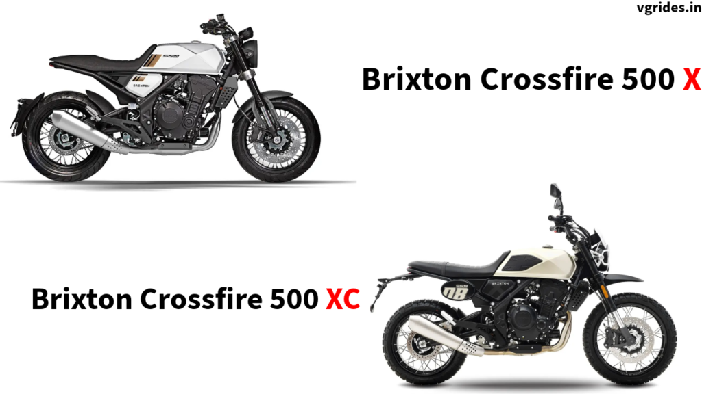 Compare the Brixton Crossfire 500 X (₹4.74L) and 500 XC (₹5.19L). Discover their specs, colors, and differences between the roadster and scrambler models.