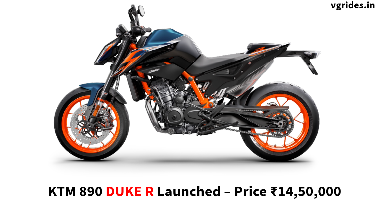 KTM 890 DUKE R Side View: Sleek and aggressive design showcasing the aerodynamic profile and vibrant color scheme.