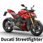 "2025 Ducati Streetfighter V4 S in red, showcasing its aggressive naked design, advanced Öhlins suspension, and premium performance features."