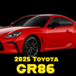 2025 Toyota GR86 Front View: A sleek and sporty front view of the 2025 Toyota GR86, showcasing its LED headlights and black functional matrix grille.